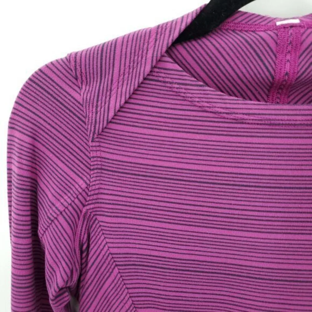 Lululemon Kanto Catch Me Long Sleeve 4 Stripe Regal Plum Naval Blue